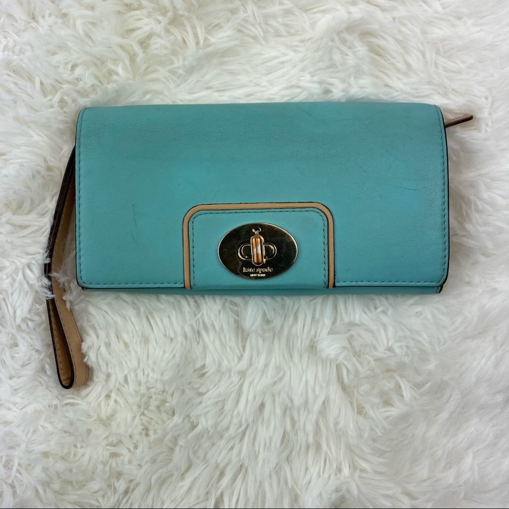 Kate Spade Hampton Road Turnlock Wristlet Wallet Mara Pool Blue